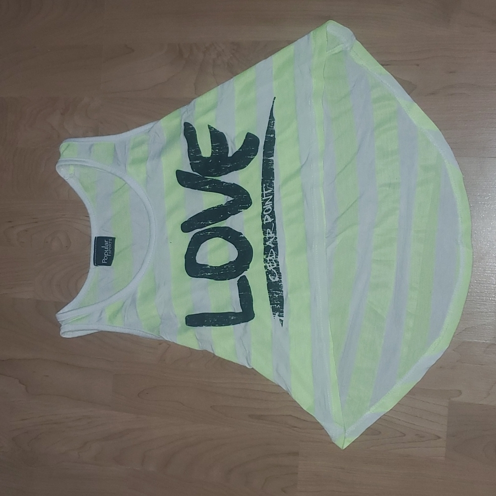 Green White Striped/ Tank/ Girls Med